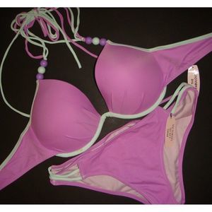 Victoria's Secret BIKINI 34A,34B,34C,34DD BEADED LILAC PURPLE MINT S strappy